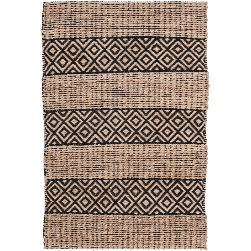 Natural Fiber NFB653 Power Loomed Area Rug - Black/Natural - 3'x5' - Safavieh.