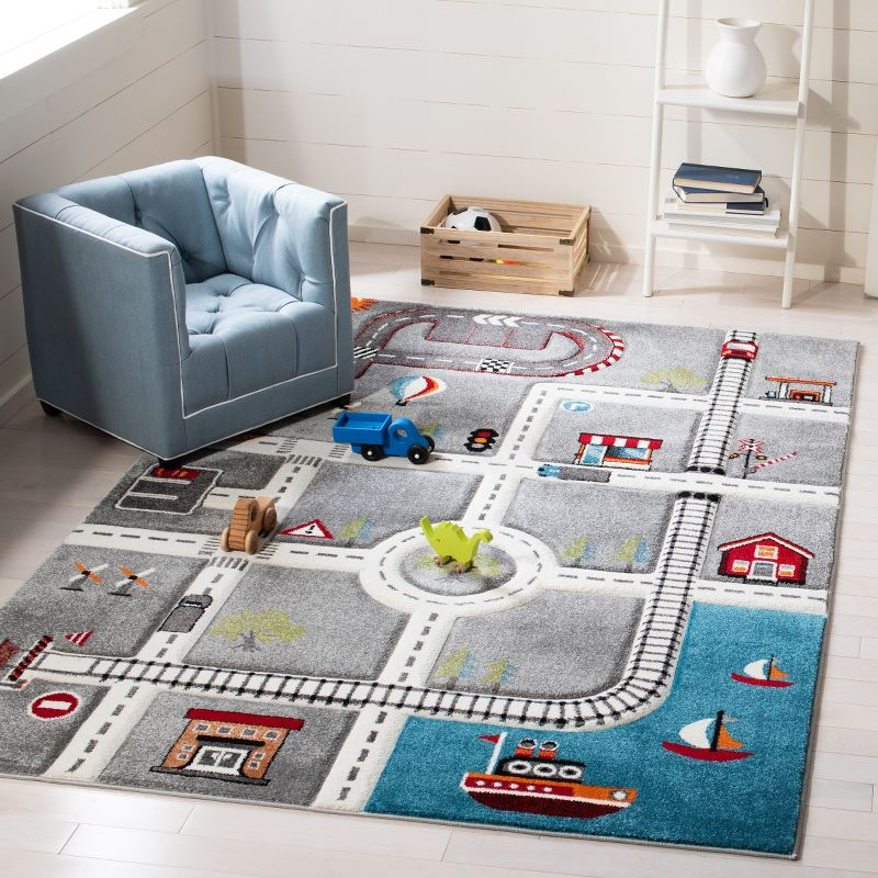 Carousel Kids  CRK192 Loomed Indoor Area Rug - Grey/Ivory - 5'3"x7'6" - Safavieh