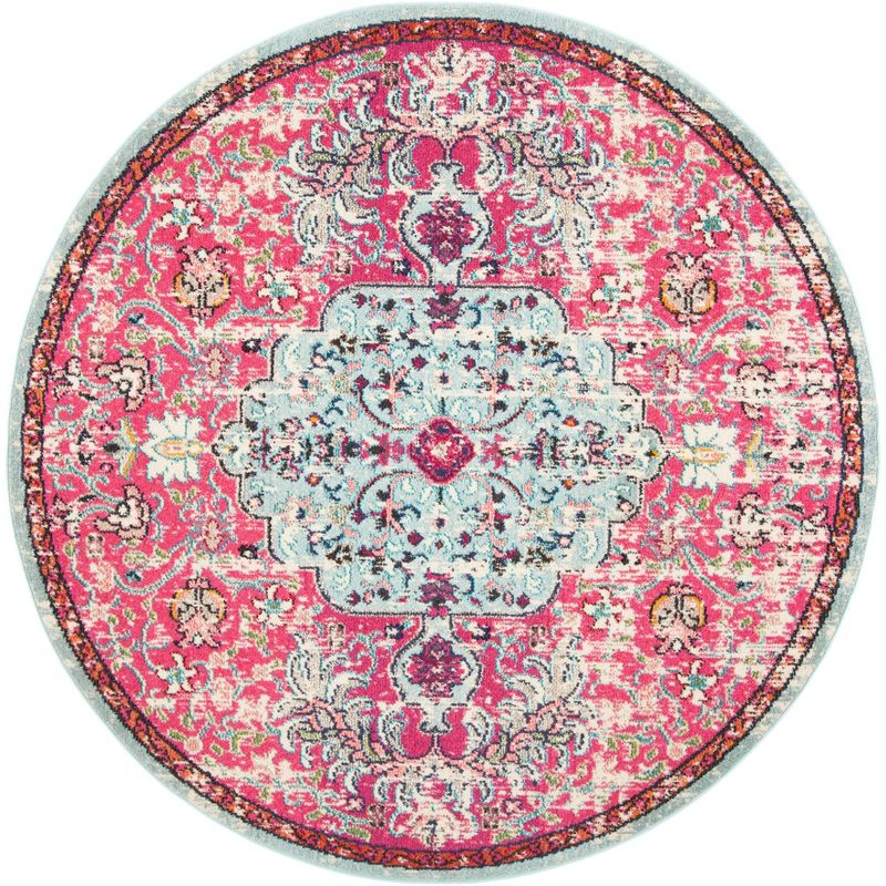 Madison MAD447 Power Loomed Area Rug - Fuchsia/Teal - 3' round - Safavieh.