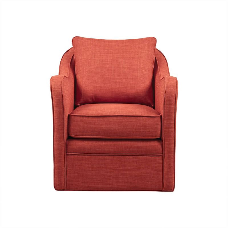 Mitchell Wide Seat Swivel Armchair Orange - Madison Park: Upholstered Polyester, No Assembly Required