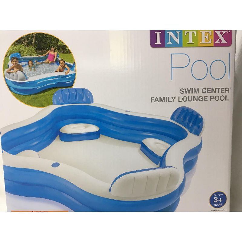ZINOGI 90" Swim Center Family Lounge Inflatable Pool with Built-In Seats and Drink Holders