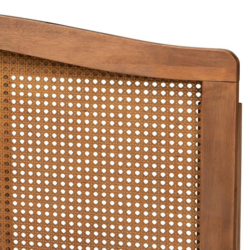 King Marieke Wood Headboard Ash Walnut - Baxton Studio: Mid-Century Synthetic Rattan, Rubberwood Frame