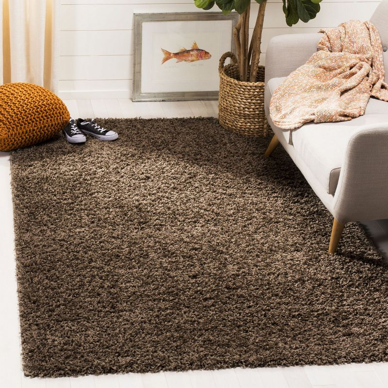 Athens Shag SGA119 Power Loomed Indoor Area Rug - Taupe - 6'x9' - Safavieh