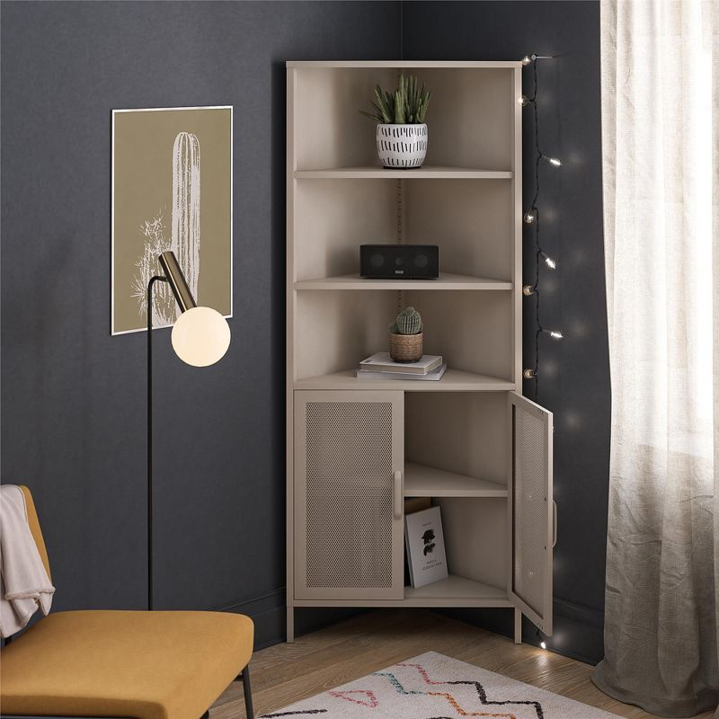 Novogratz Channing Corner Storage Cabinet with 2 Doors, Parchment