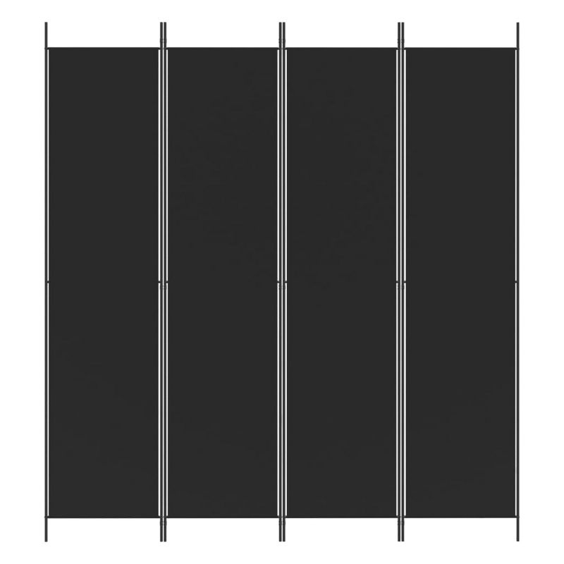 vidaXL 4-Panel Room Divider in Black Fabric - Versatile aid to Create Privacy, Block Sunlight and Enhance Decor - Foldable, Easy to Store and Assemble