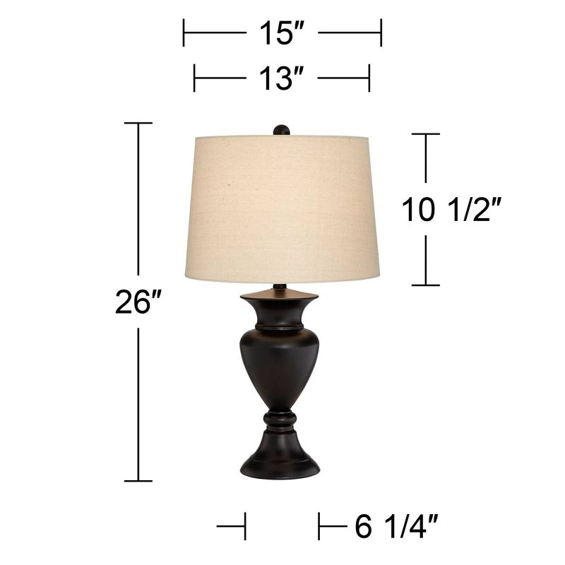 Regency Hill Traditional Table Lamps 26" High Set of 2 Dark Bronze Urn Ivory Tapered Drum Shade for Living Room Family Bedroom Nightstand