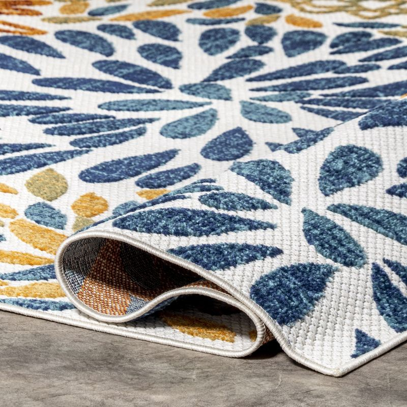 Nuloom Monique Floral & Paisley 2x12 Indoor/Outdoor Runner Rug for Living Room Patio Deck Front Porch Entryway Hallway Kitchen, Blue/Multicolor