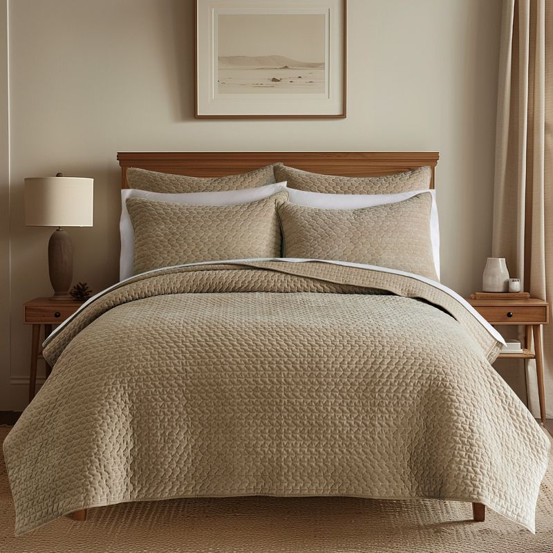 Velvet Stitch Taupe with White Euro Sham Set of 2 - Levtex Home