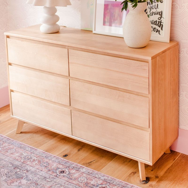 Max & Lily Solid Wood Scandinavian 6 Drawer Dresser, Blonde