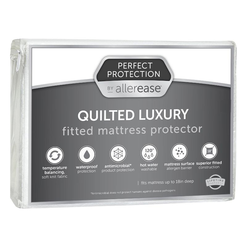 Allerease Full Perfect Protection Quilted Luxury Waterproof Machine Washable Fitted Mattress Protector: Polyester, OEKO-TEX Certified