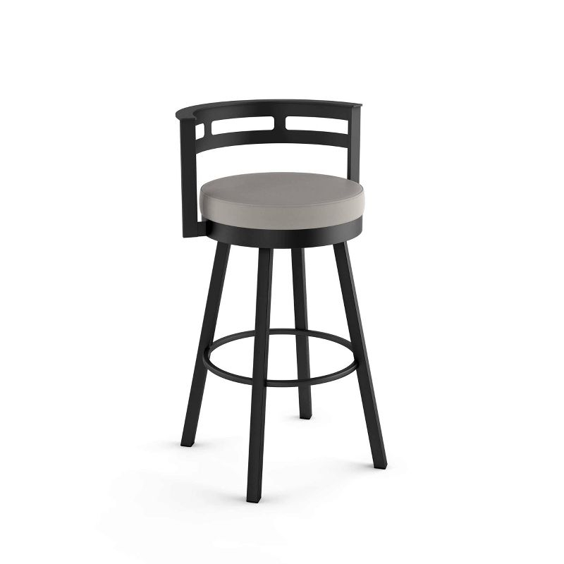Amisco Render Upholstered Counter Height Barstool Taupe/Black: Faux Leather, Steel Frame, 26" Seat