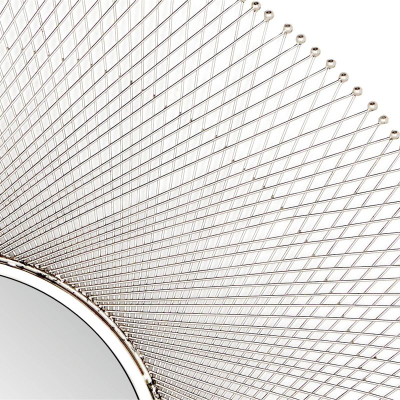 45" x 45" Metal Starburst Wall Mirror Silver - Olivia & May: Iron Frame, Round Shape, No Assembly Required