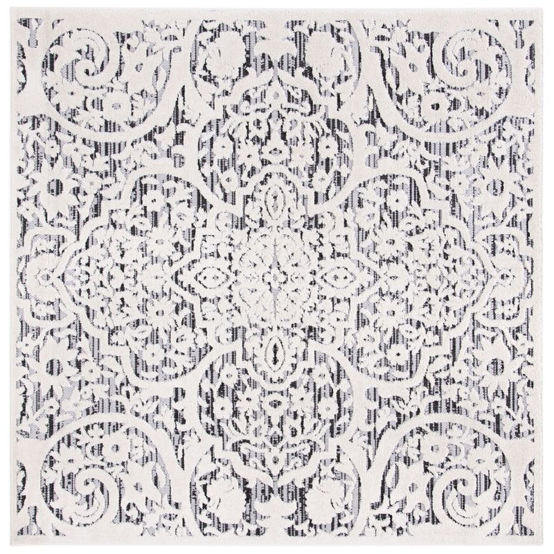 Cabana CBN656 Power Loomed Indoor/Outdoor Area Rug - Ivory/Grey - 6'7" X 6'7" Square - Safavieh.