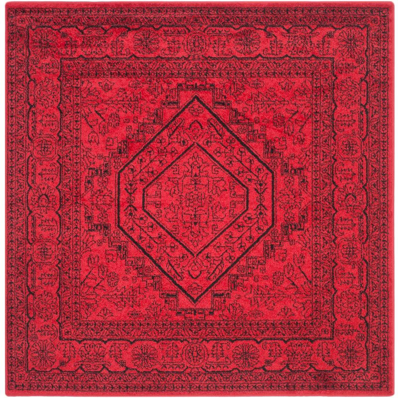 Adirondack ADR108 Power Loomed Area Rug - Red/Black - 6'x6' - Safavieh.