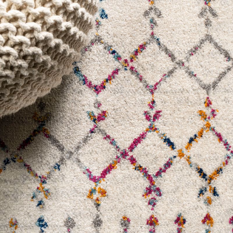 JONATHAN Y Moroccan HYPE Boho Vintage Diamond Ivory/Multi 5' Square Area Rug
