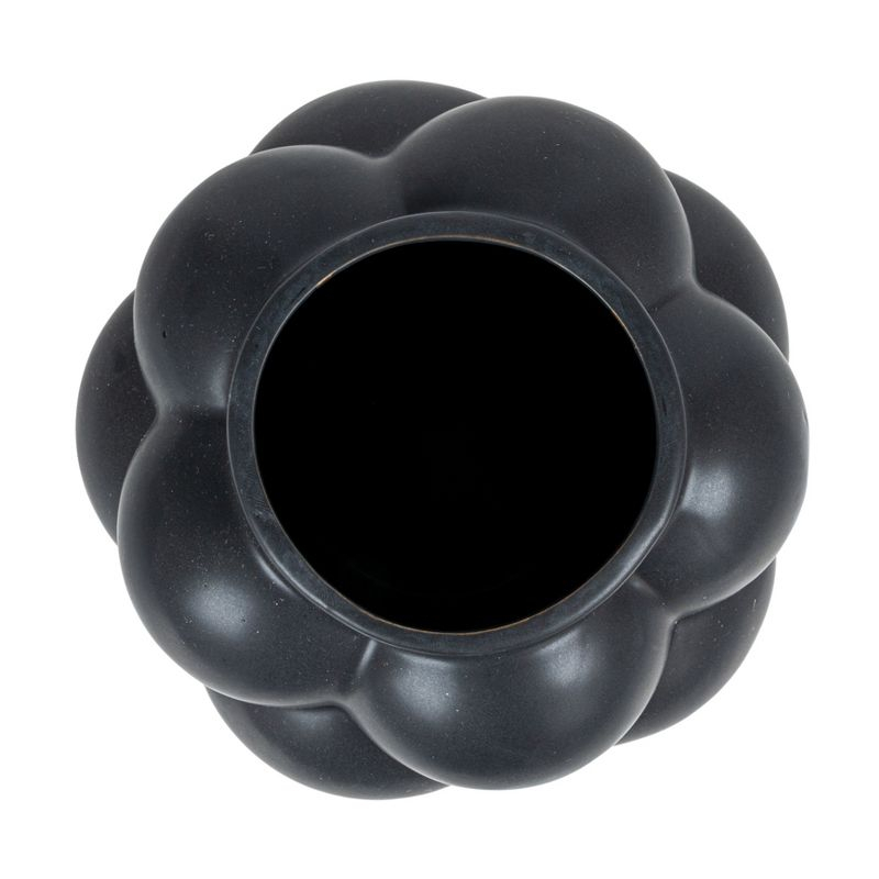Storied Home Bulbous Stoneware Vase with Raised Dots and Matte Finish, Black