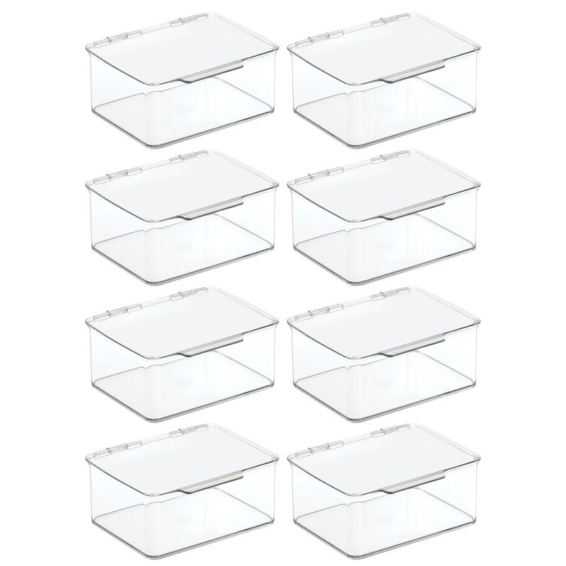 mDesign Plastic Playroom/Gaming Storage Organizer Box, Hinge Lid