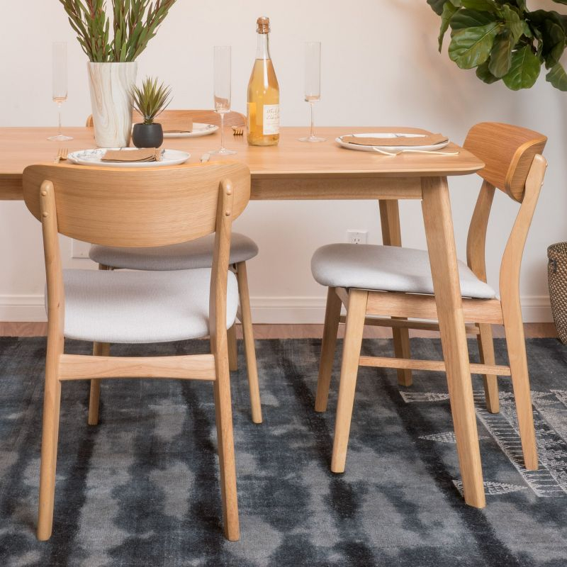 Set of 2 Lucious Dining Chair Light Beige/Oak - Christopher Knight Home: Upholstered, Rubberwood Frame, Scandinavian Style