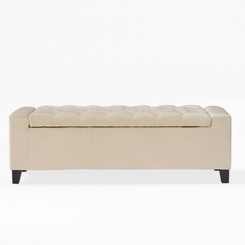 Hikaru Storage Ottoman - Ivory New Velvet - Christopher Knight Home