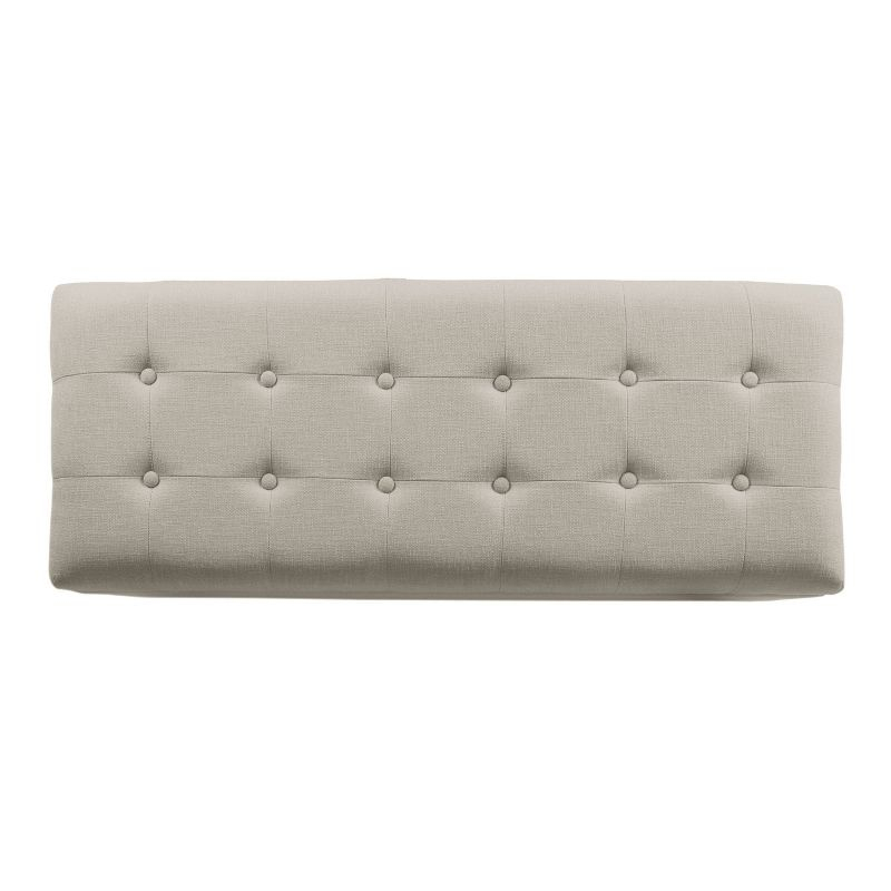 Classic Large Tufted Storage Bench Light Gray - HomePop: Upholstered Ottoman, Bedroom & Entryway Seating