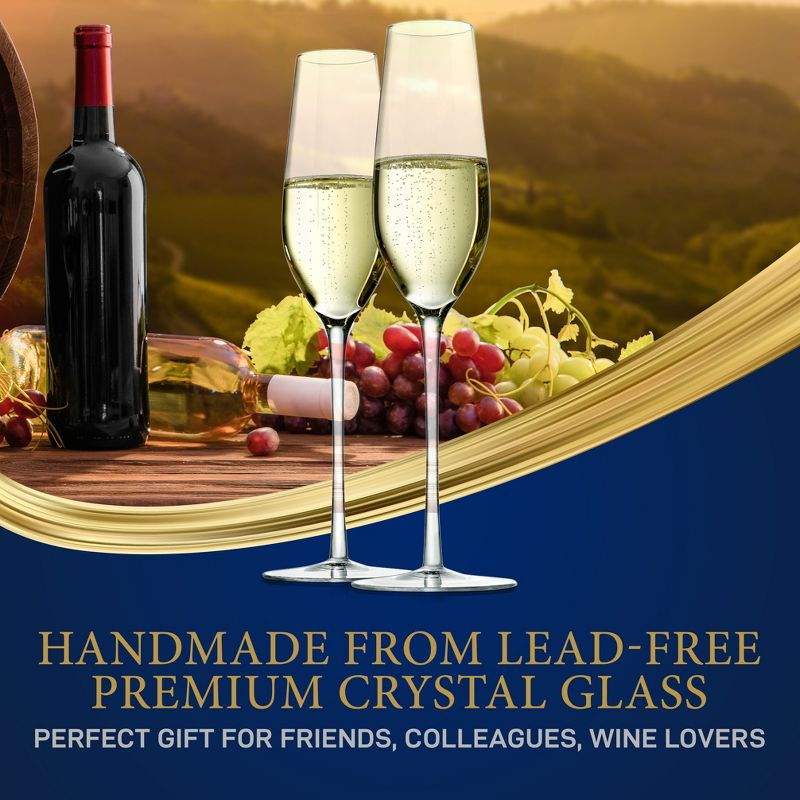 NutriChef 2 Pcs. of Crystal Champagne Flutes - Ultra Clear, Elegant Champagne Glasses, Hand Blown