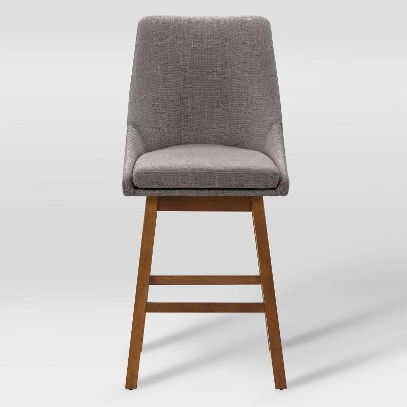 Set of 2 Boston Formed Back Fabric Barstools Light Gray - CorLiving: Upholstered, Counter Height, Rubberwood Legs