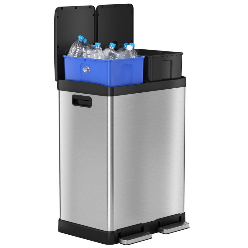 halo quality 16gal Premium SoftStep Stainless Steel Step Trash Can: Kitchen Trash Can, Nonslip Base, Removable Liner, Silver