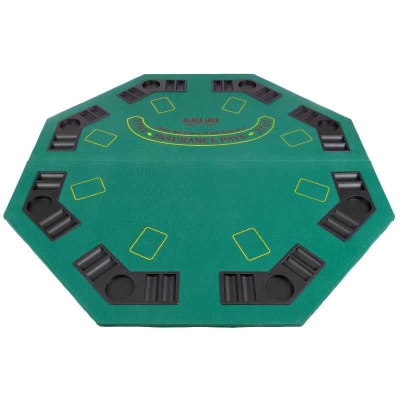 Trademark Poker 8-Player Folding Poker Table Top – 48" Wood Topper – Blackjack Table with Built-In Cupholders and Chip Trays