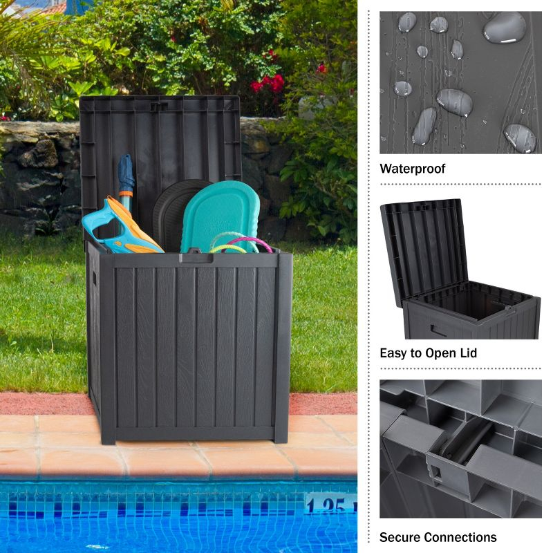 Storage Box - 50-Gallon Container for Patio Storage - Durable and Fade-Resistant Resin Deck Box - Outdoor Furniture by Pure Garden (Gray)