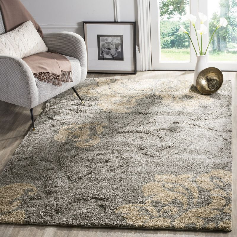 Florida Shag SG458 Power Loomed Indoor Area Rug - Grey/Beige - 5'3"x7'6" - Safavieh