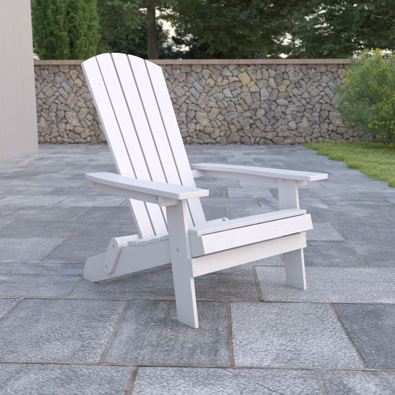 Flash Furniture Charlestown All-Weather Poly Resin Indoor/Outdoor Folding Adirondack Chair in White
