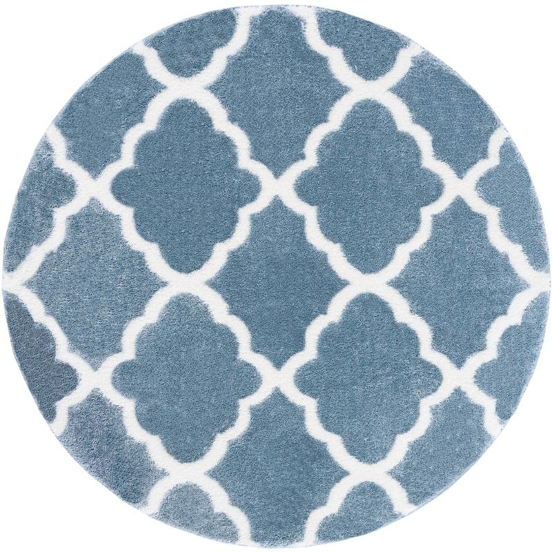 Tahoe Shag THO675 Power Loomed Area Rug - Blue/White - 6'7" round - Safavieh.