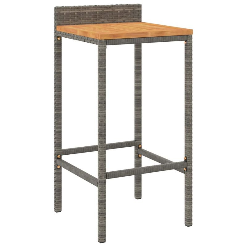 vidaXL Bar Stools 4 pcs Gray Poly Rattan and Solid Wood Acacia