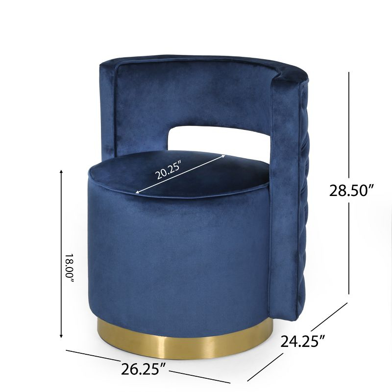 GDFStudio Freas Modern Open Back Velvet Swivel Club Chair, Cobalt