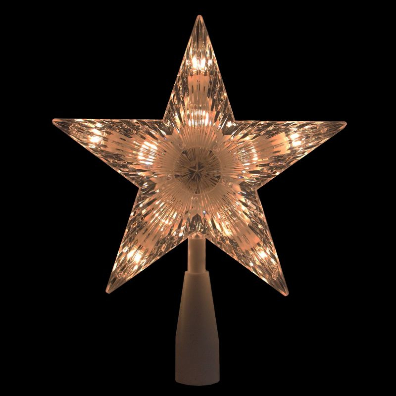 Northlight 7.25" Clear 5-Point Star Traditional Christmas Tree Topper- Clear Lights