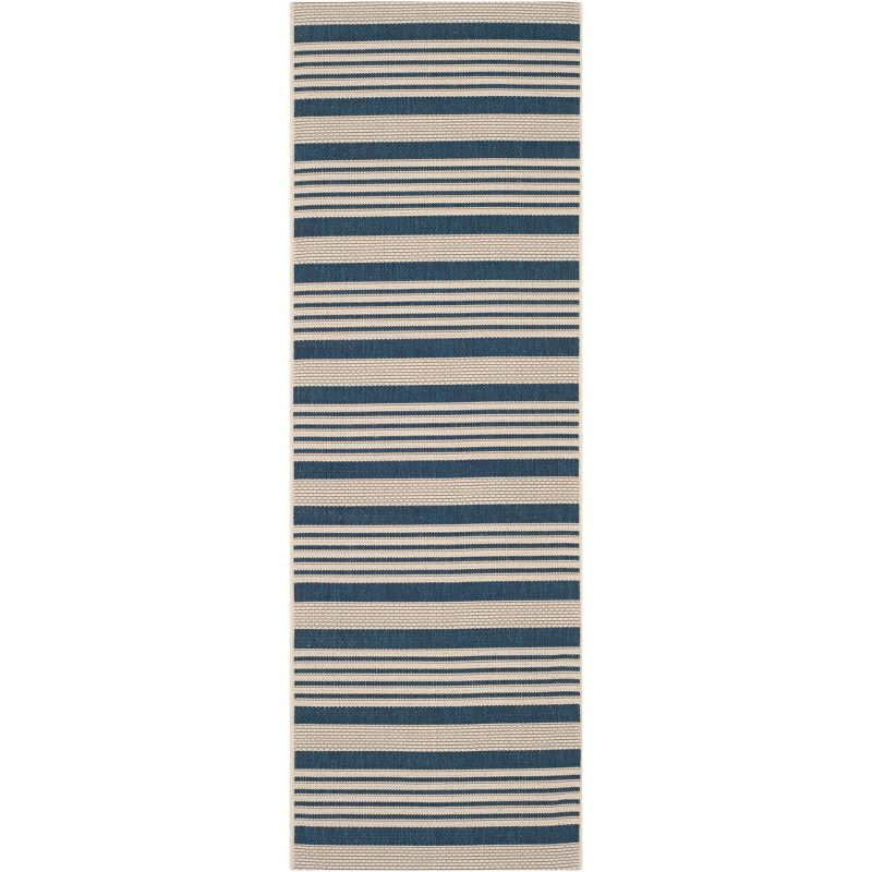 Courtyard CY6062 Power Loomed Indoor/Outdoor Runner Rug - Navy/Beige - 2'3"x10' - Safavieh.