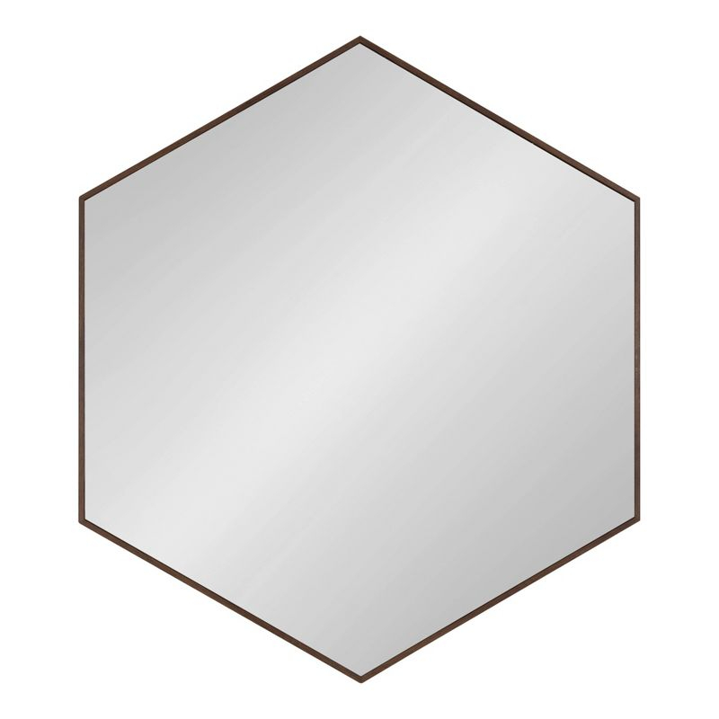 30.75" x 34.75" Rhodes 6 Sided Hexagon Wall Mirror Walnut Brown - Kate and Laurel: Modern, No Assembly, Wall Mount