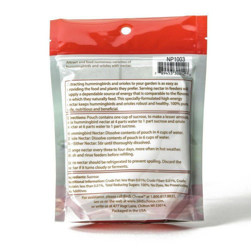 Birds Choice 8oz Hummingbird & Oriole Nectar: Easy-Mix, High-Energy, Flower-Simulating Food Formula