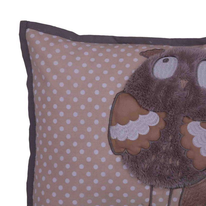 Bacati - Owls Grey/Beige Neutral Cotton Throw Pillow