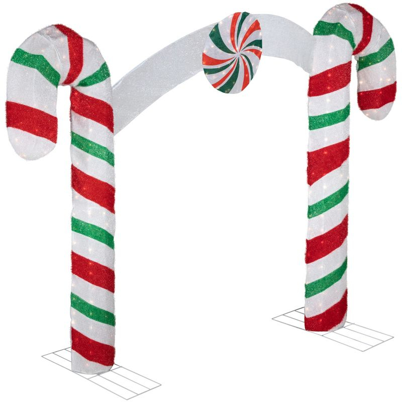 Northlight Seasonal 7' Lighted Double Candy Cane Archway Outdoor Christmas Decoration