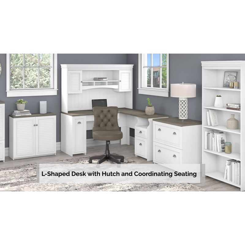 Fairview Small Storage Cabinet with Doors White - Bush Furniture: Nautical Style, Wood Composite, 3 Shelves