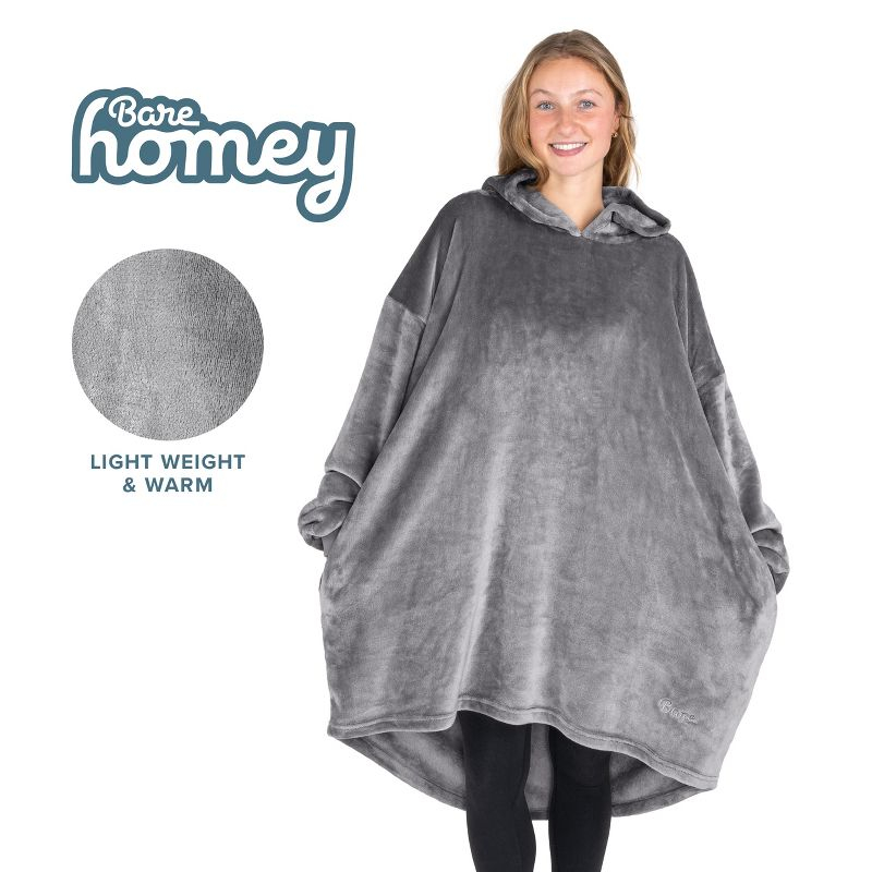 Adult Bare Homey B-Chill Microplush Wearable Blanket, Grey