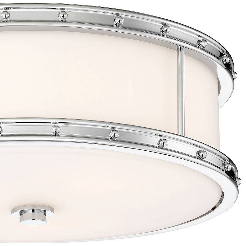 Minka Lavery Modern Ceiling Light Flush Mount Fixture 15 1/2" Chrome LED Etched Opal Glass Shade for Bedroom Kitchen Hallway House