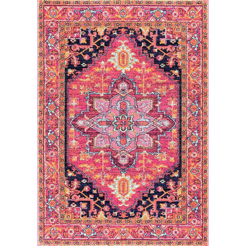Nuloom Jaclyn Medallion 8x10 Area Rug for Living Room Bedroom Dining Room Kitchen, Hot Pink/Orange