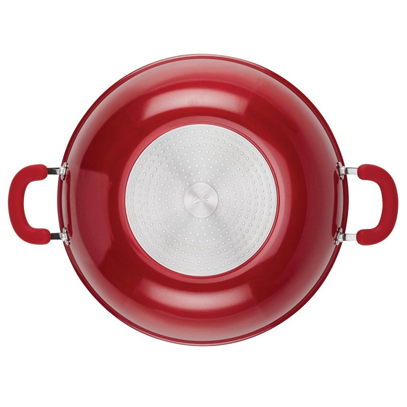 Rachael Ray Create Delicious 14.3" Aluminum Nonstick Wok Red: Dishwasher & Oven Safe, Silicone Handle, Induction Compatible