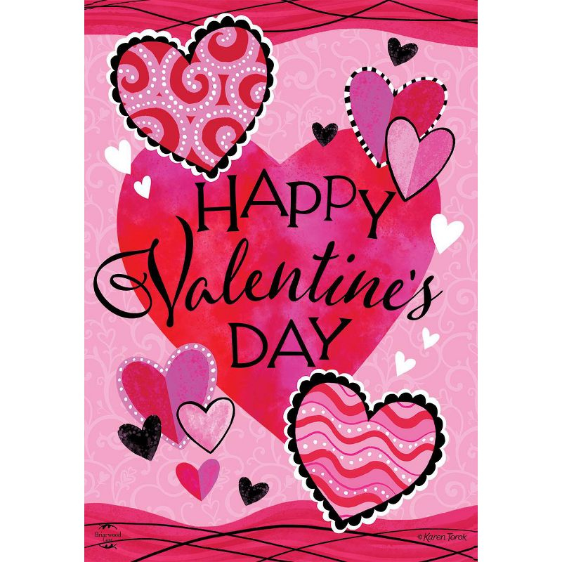 Patterned Valentine's Hearts Double Sided House Flag 40" x 28" Briarwood Lane