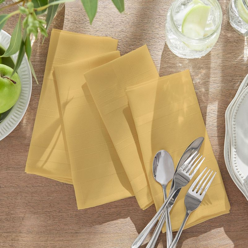 Elegance Plaid Stain Resistant Napkin Set of 4 - 17" x 17" - Ribbon Gold - Elrene Home Fashions