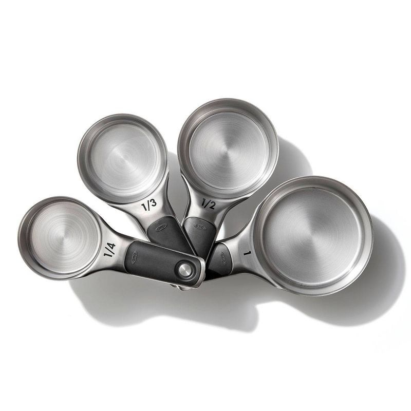 OXO 4pc Stainless Steel Magnetic Measuring Cups Set Black: Nesting Design, Dishwasher-Safe, Includes 1 Cup to 1/4 Cup