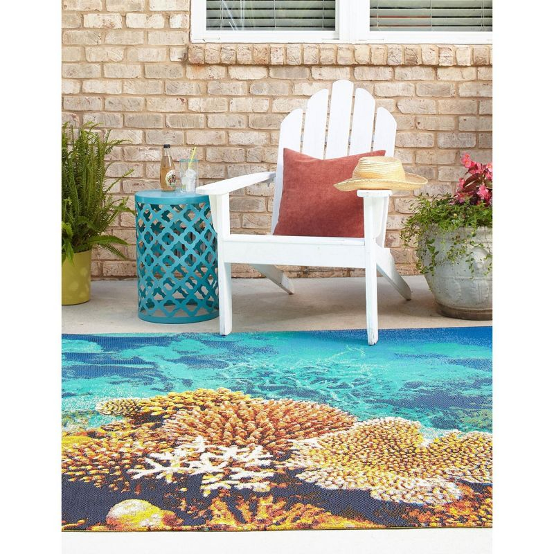 Unique Loom 6' 0 x 6' 0 Square Multi Outdoor Coastal Ariel Area Rug