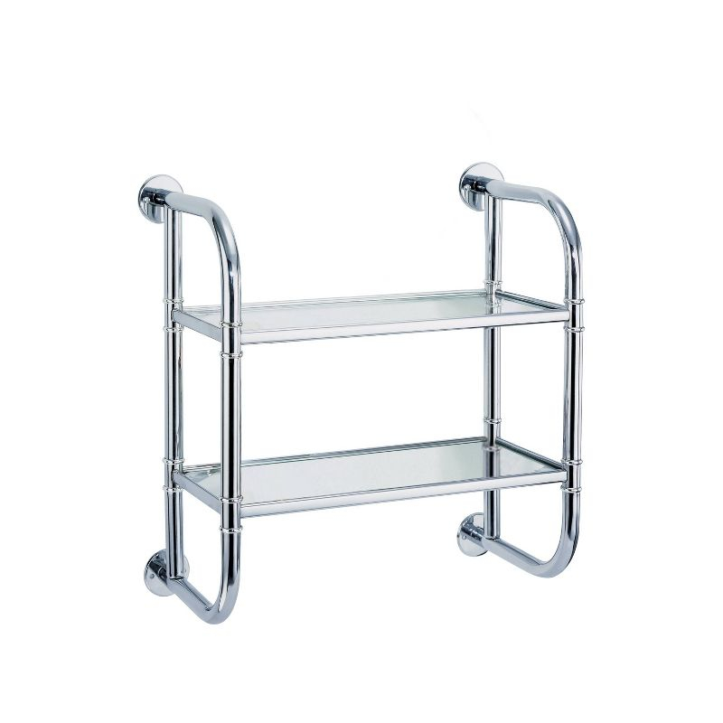 Organize It All Two Tier Bath Shelf Chrome : Microfiber, Machine Washable, Non-Slip Backing